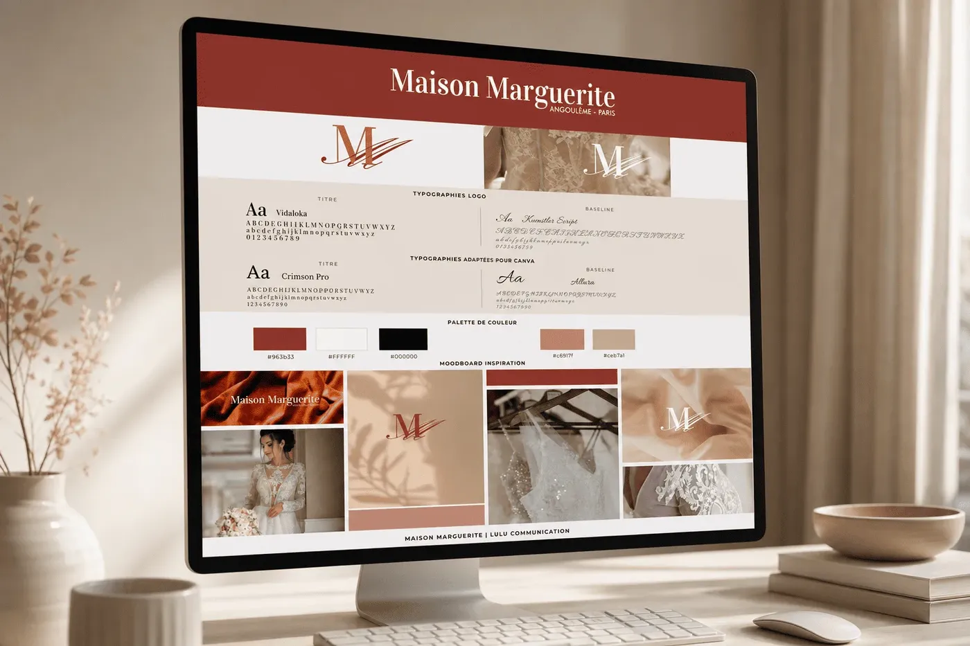Découvrez la création du logo et de l’identité visuelle de Maison Marguerite, un univers élégant autour du mariage, réalisée par Lulu Communication.